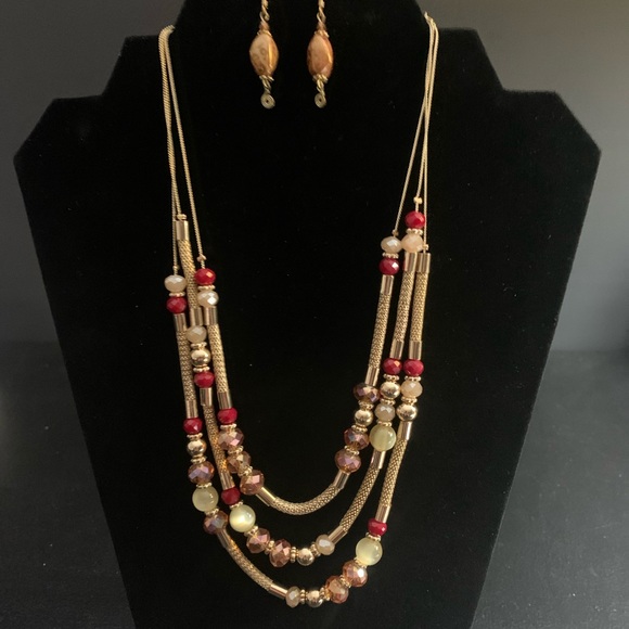 New Macy’s Gold Chain Necklace w/New Neeley Gold Stone Earrings. - Picture 2 of 9